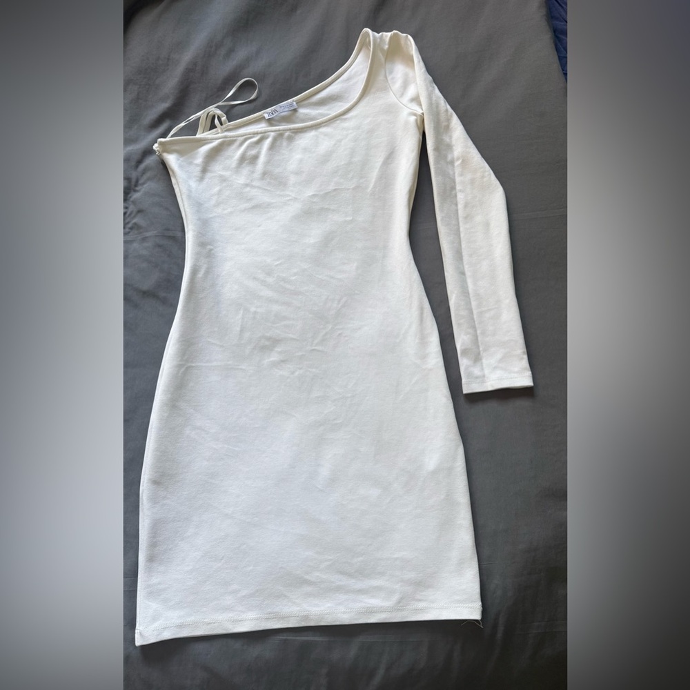One-Sleeve Modal Mini Dress – Bone White - ZARA